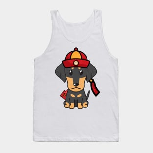 Cute dachshund ready for lunar new year Tank Top